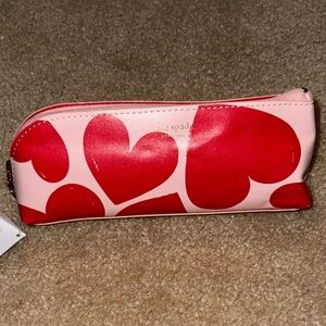 Kate Spade Sweet Hearts Pencil Case, NEW, Pink & Red